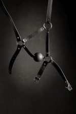 Head Harness with Solid Ball Gag - Black - obrazek 11