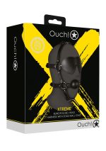 Blindfolded Head Harness with Solid Ball Gag - Black - obrazek 2