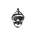Blindfolded Head Harness with Solid Ball Gag - Black - obrazek 4
