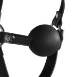 Blindfolded Head Harness with Solid Ball Gag - Black - obrazek 5