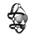 Blindfolded Head Harness with Solid Ball Gag - Black - obrazek 9