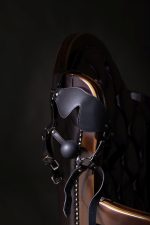 Blindfolded Head Harness with Solid Ball Gag - Black - obrazek 10