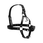 Head Harness with Breathable Ball Gag and Nose Hooks - Black - obrazek 7