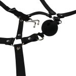 Head Harness with Breathable Ball Gag and Nose Hooks - Black - obrazek 8