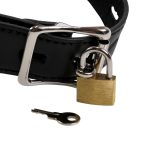 Open Mouth Gag Head Harness with Plug Stopper - Black - obrazek 9