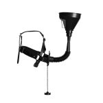 Open Mouth Gag Head Harness with Funnel - Black - obrazek 8