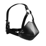 Head Harness with Mouth Cover and Solid Ball Gag - Black - obrazek 5