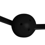Head Harness with Mouth Cover and Solid Ball Gag - Black - obrazek 8
