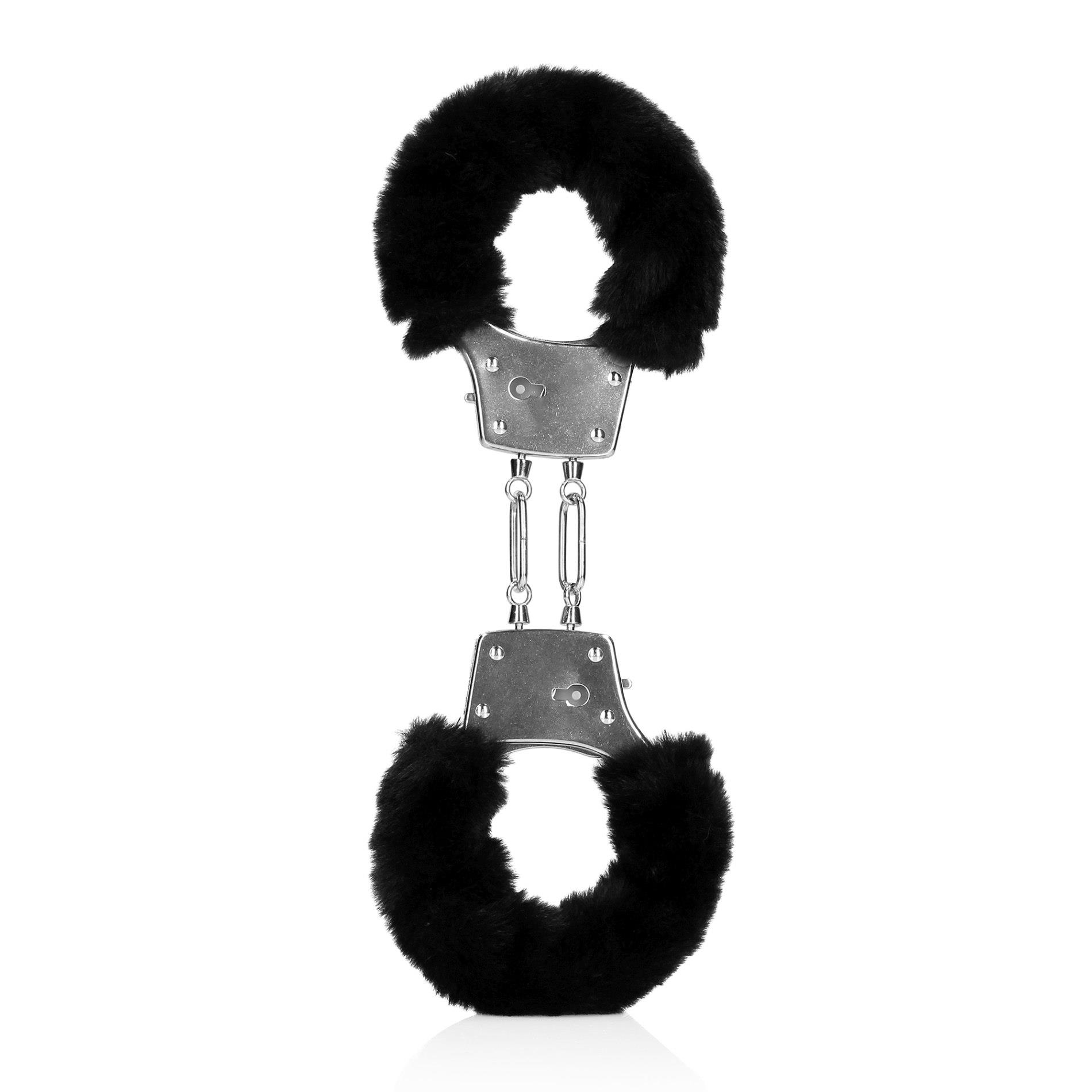 36-OU915BLK Furry Metal Hand Cuffs - Black - obrazek 1