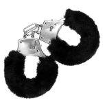 Furry Metal Hand Cuffs - Black - obrazek 4