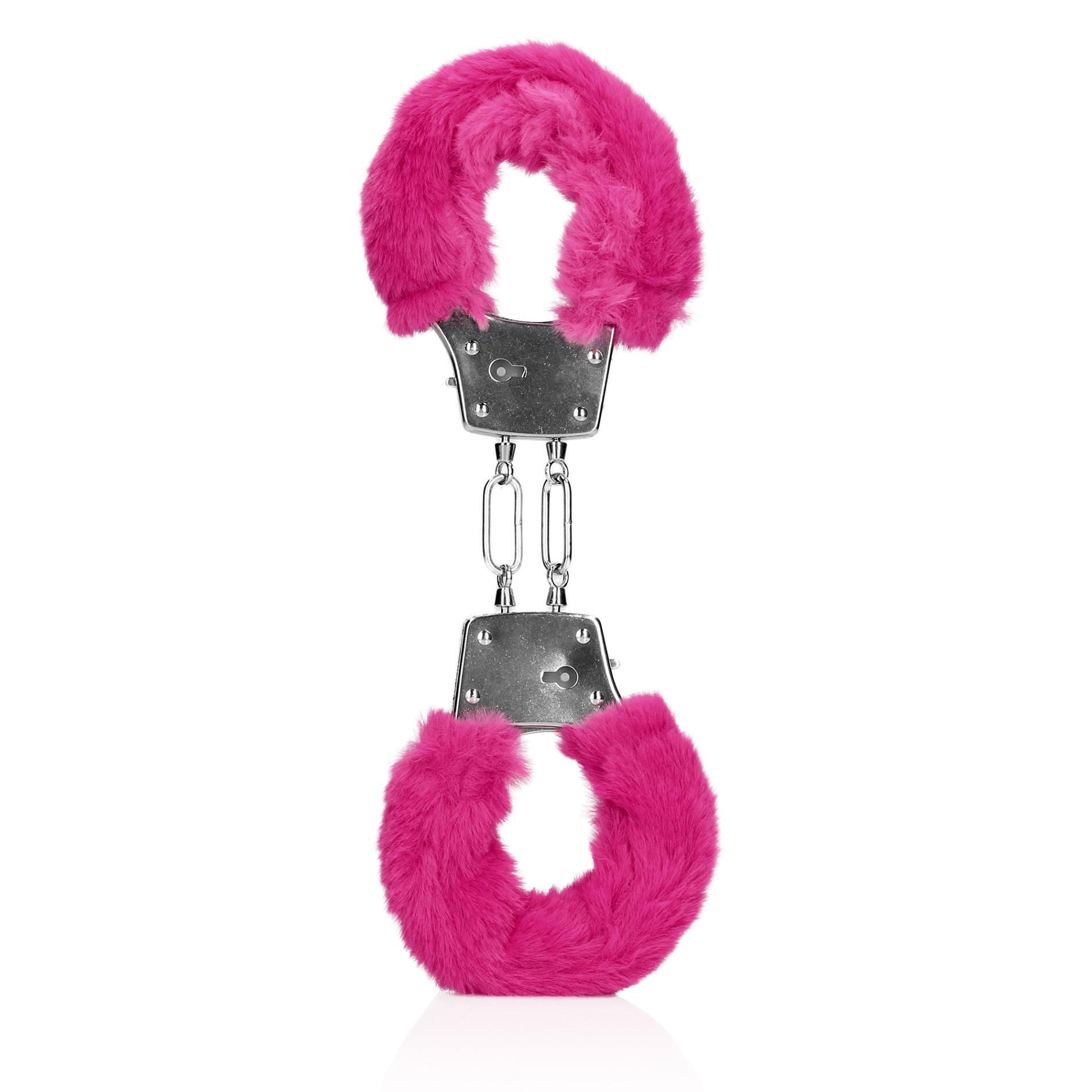 36-OU915PNK Furry Metal Hand Cuffs - Pink - obrazek 1