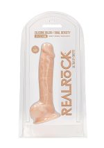 Silicone Dildo With Balls - 22,8 cm - Flesh - obrazek 2