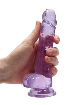 7"" / 18 cm Realistic Dildo With Balls - Purple - obrazek 7