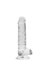 7"" / 18 cm Realistic Dildo With Balls - Transparent - obrazek 4