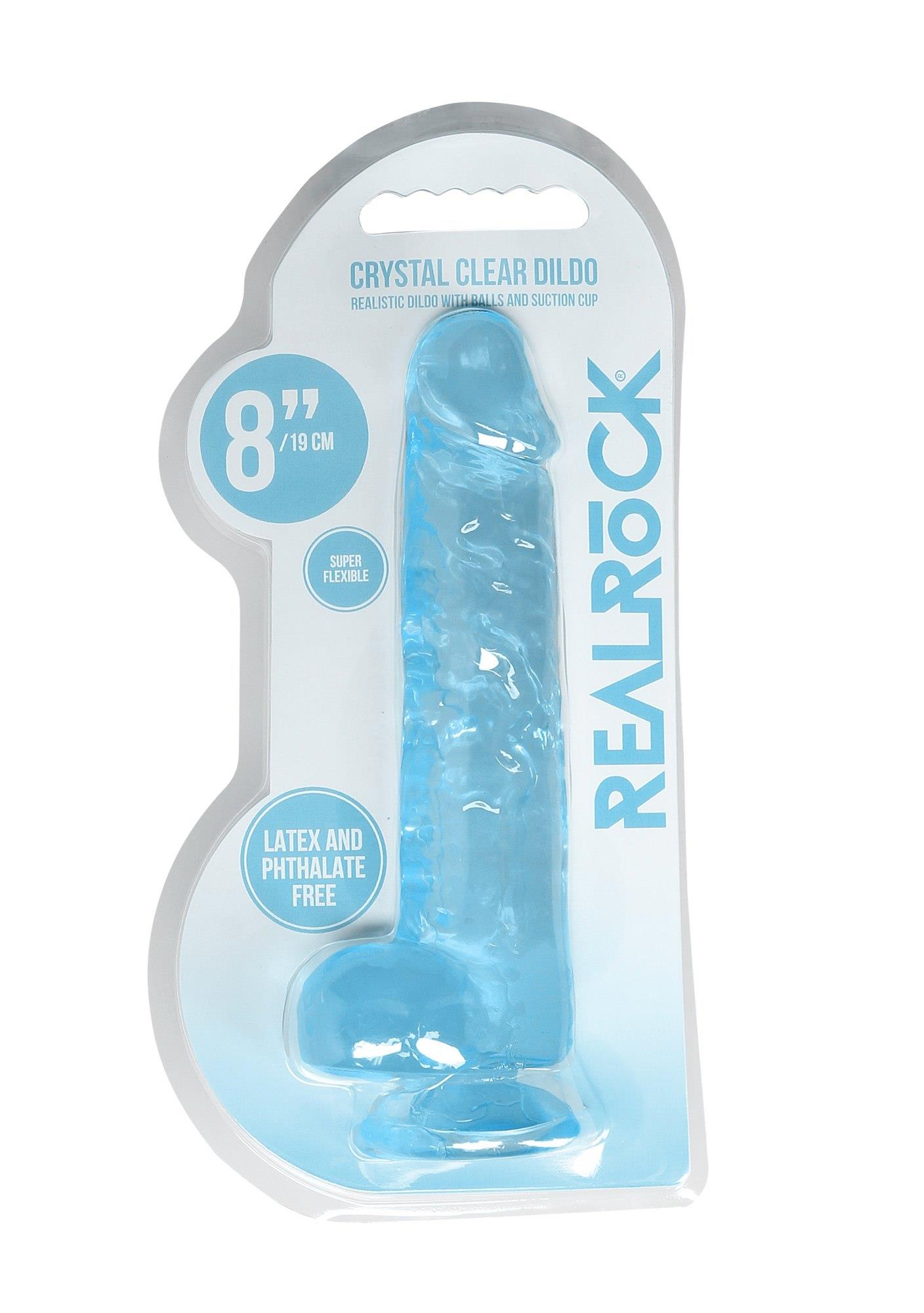 36-REA092BLU Realistic Dildo with Balls - 8""""/ 21 cm - obrazek 1
