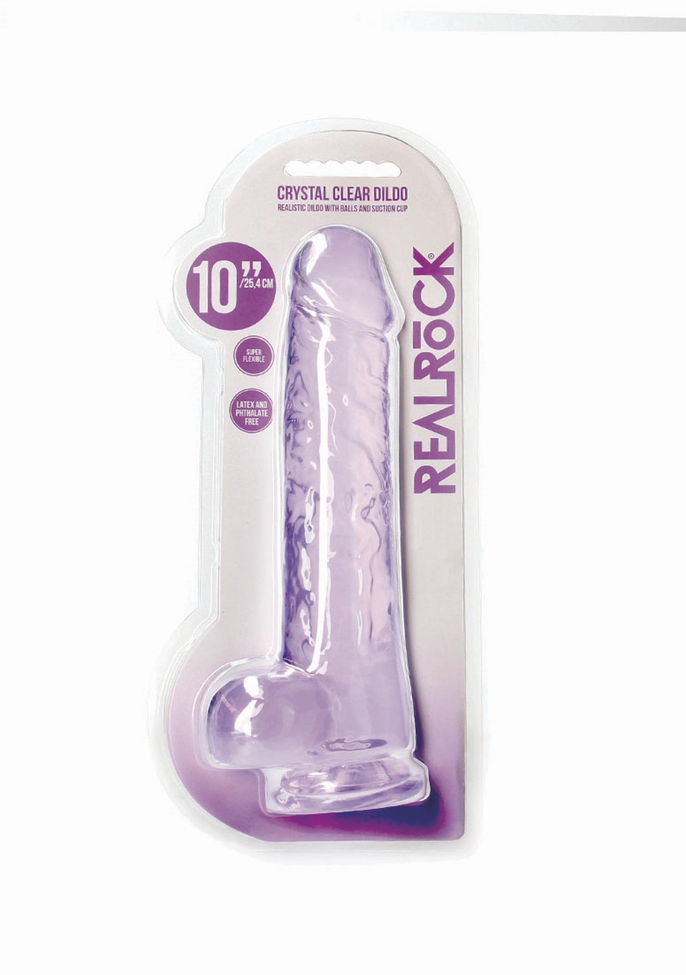 36-REA130PUR Realistic Dildo with Balls - 10""""/ 25,4 cm - obrazek 1