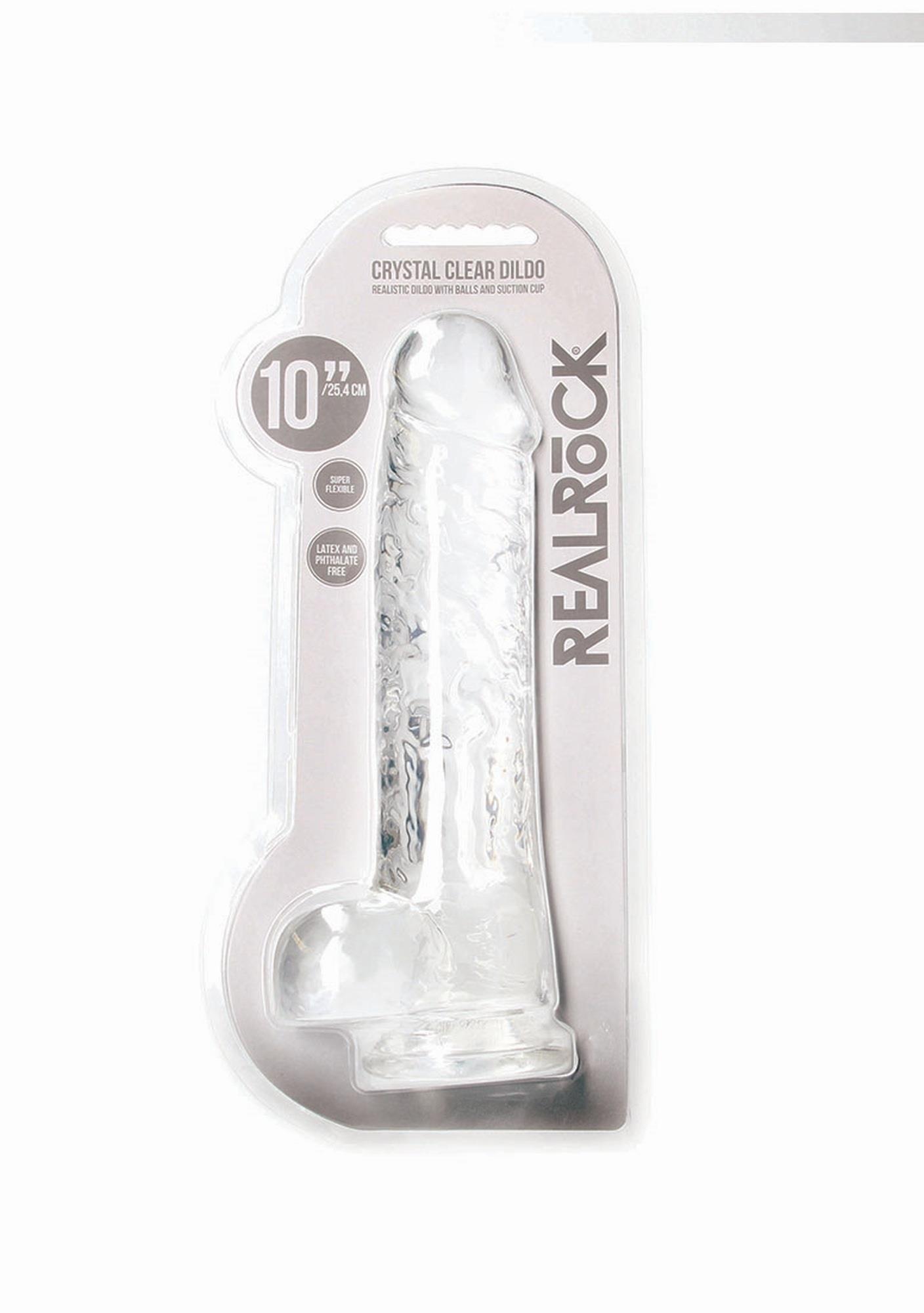 36-REA130TRA Realistic Dildo with Balls - 10""""/ 25,4 cm - obrazek 1