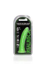 Slim Realistic Dildo with Suction Cup - Glow in the Dark - 6'' / 15,5 cm - obrazek 2