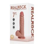 Vibrating Regular Straight Cock with Balls - 7" / 18 cm - Tan - obrazek 2