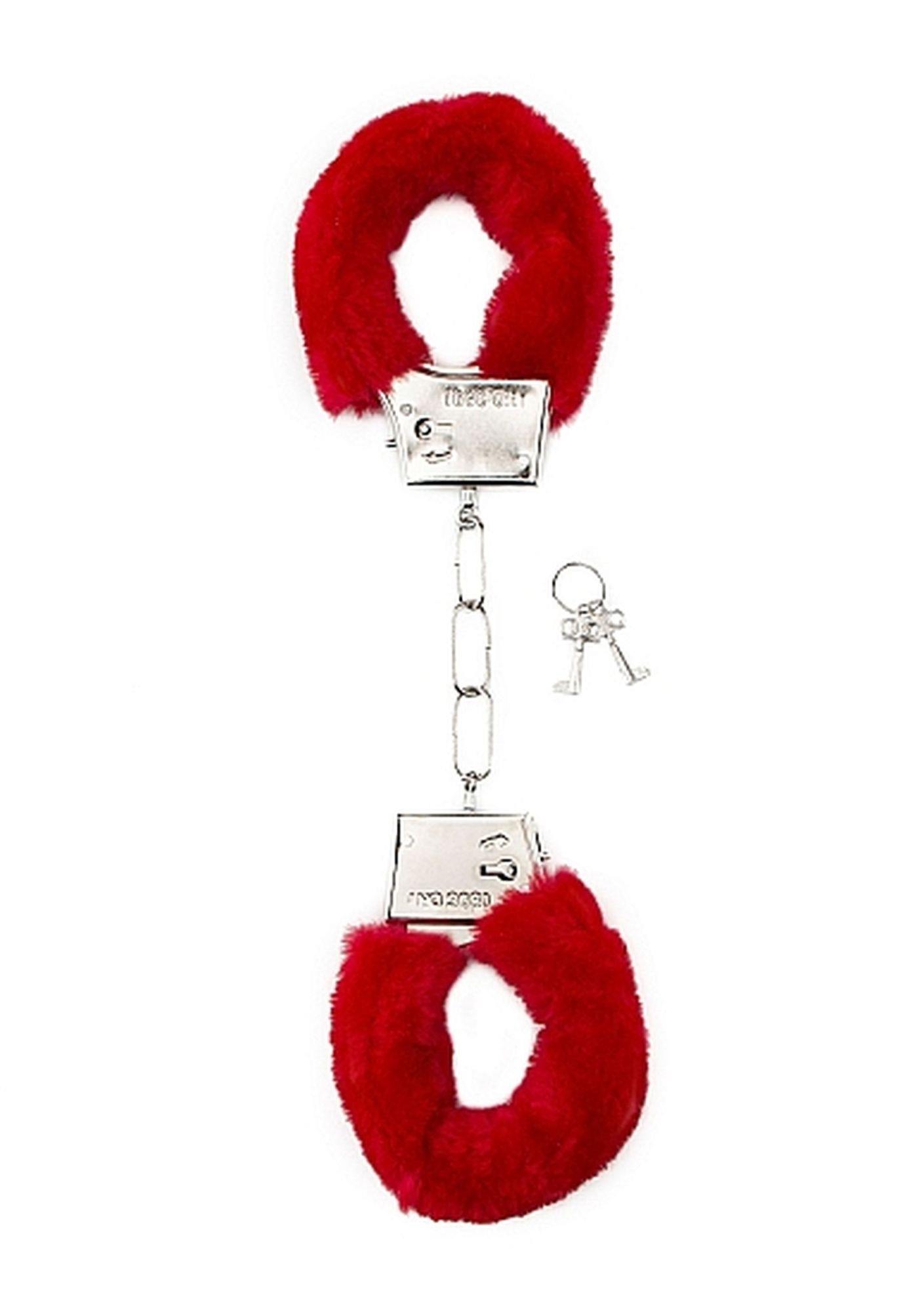 36-SHT255RED Furry Handcuffs - Red - obrazek 1
