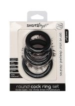 Round Cock Ring Set - Black - obrazek 2