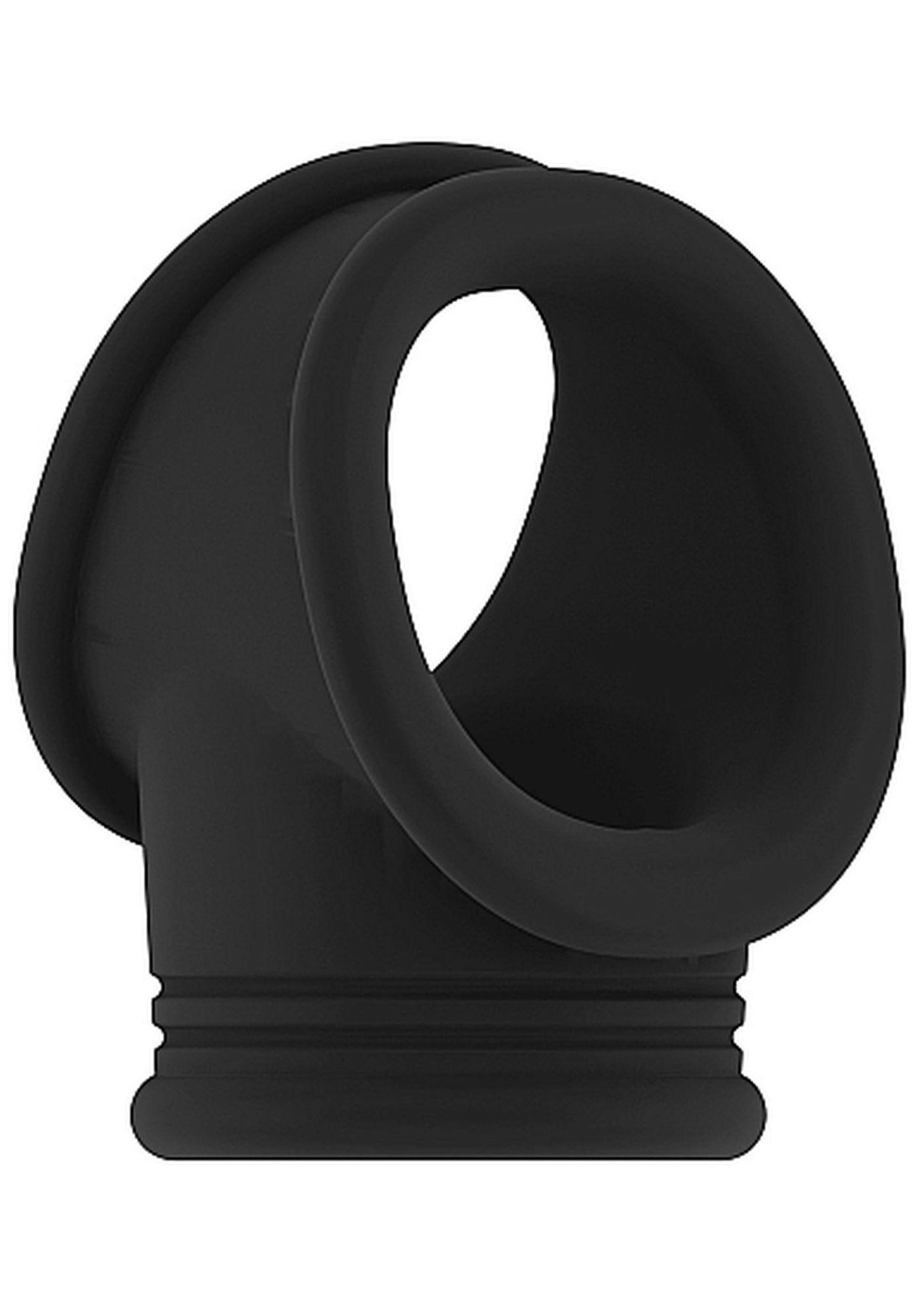 36-SON048BLK No.48 - Cockring with Ball Strap - Black - obrazek 1