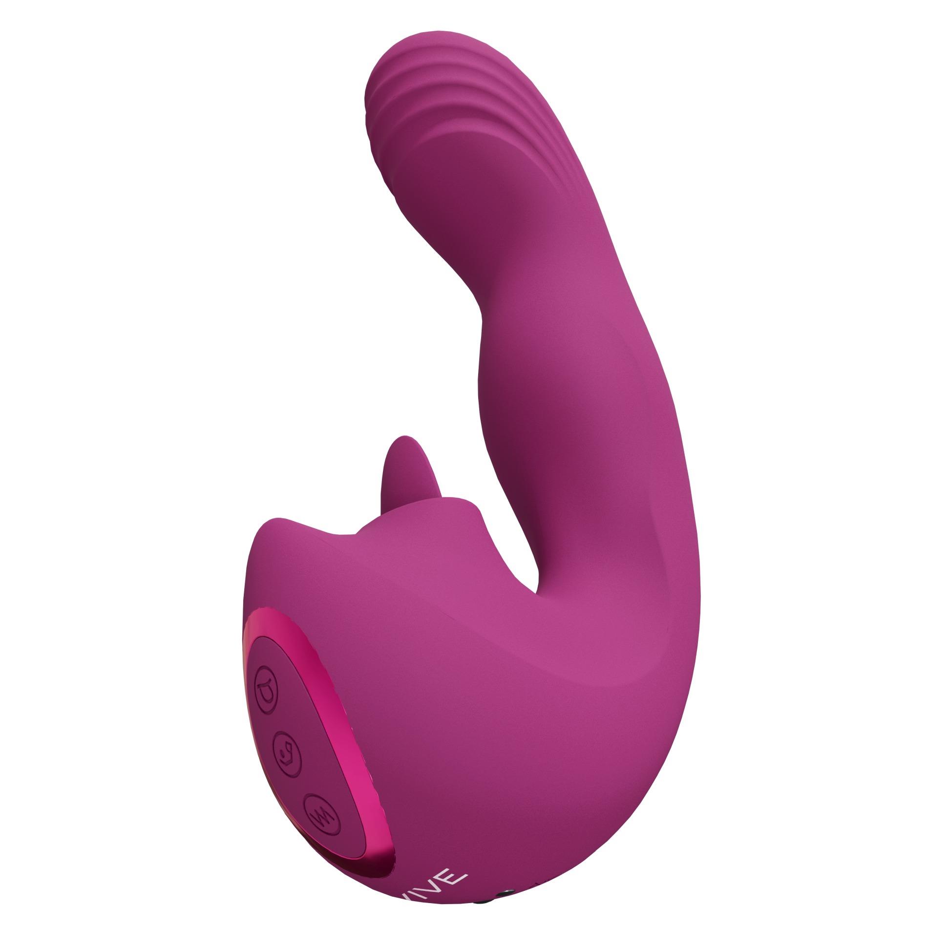36-VIVE060PNK VIVE - Yumi - Rechargeable Triple Motor - G-Spot Finger Motion Vibrator and Flickering Tongue Stimulator - obrazek 1