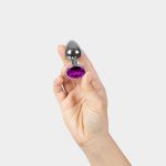 PURPLE JEWELLED METAL BUTT PLUG S - obrazek 2