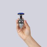 BLUE JEWELLED METAL BUTT PLUG L - obrazek 2