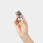CLEAR CRYSTAL HEART METAL BUTT PLUG S - obrazek 3