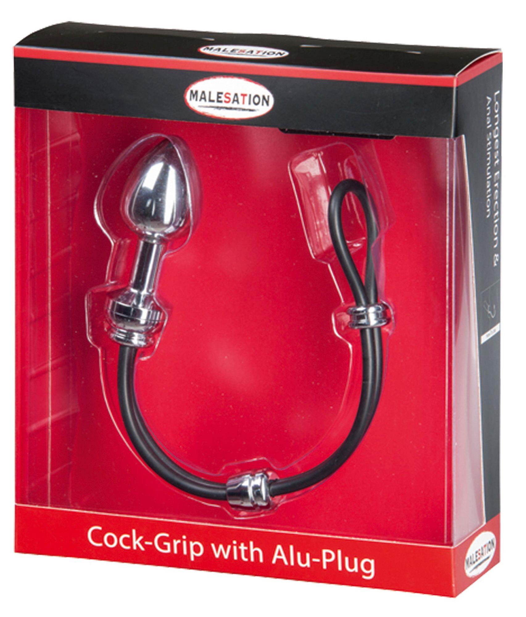38-257822 MALESATION Cock-Grip with Alu-Plug small, chrome - obrazek 1