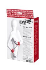 Anonymo handcuffs, PU leather, red, 27 cm - obrazek 2