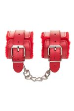 Anonymo handcuffs, PU leather, red, 27 cm - obrazek 4