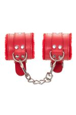 Anonymo handcuffs, PU leather, red, 27 cm - obrazek 5