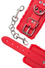 Anonymo handcuffs, PU leather, red, 27 cm - obrazek 6