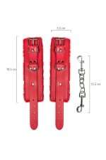 Anonymo handcuffs, PU leather, red, 27 cm - obrazek 7