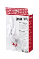 Anonymo handcuffs, PU leather, red, 27 cm - obrazek 2