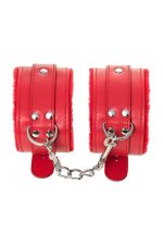 Anonymo handcuffs, PU leather, red, 27 cm - obrazek 4