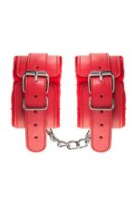 Anonymo handcuffs, PU leather, red, 27 cm - obrazek 5