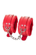 Anonymo handcuffs, PU leather, red, 27 cm - obrazek 6