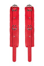 Anonymo handcuffs, PU leather, red, 27 cm - obrazek 7