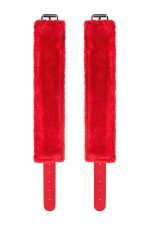 Anonymo handcuffs, PU leather, red, 27 cm - obrazek 8