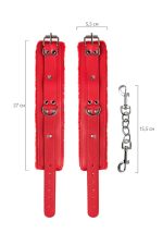 Anonymo handcuffs, PU leather, red, 27 cm - obrazek 9
