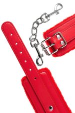 Anonymo handcuffs, PU leather, red, 27 cm - obrazek 10