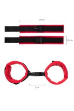 Anonymo handcuffs, velour, red, 29 cm - obrazek 5