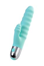 Relief vibrator with clitoral stimulation Flovetta Flax, silicone, mint, 17.5 cm - obrazek 4