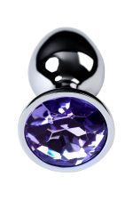 Silver anal plug with gem, blue - obrazek 5
