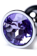Silver anal plug with gem, blue - obrazek 6