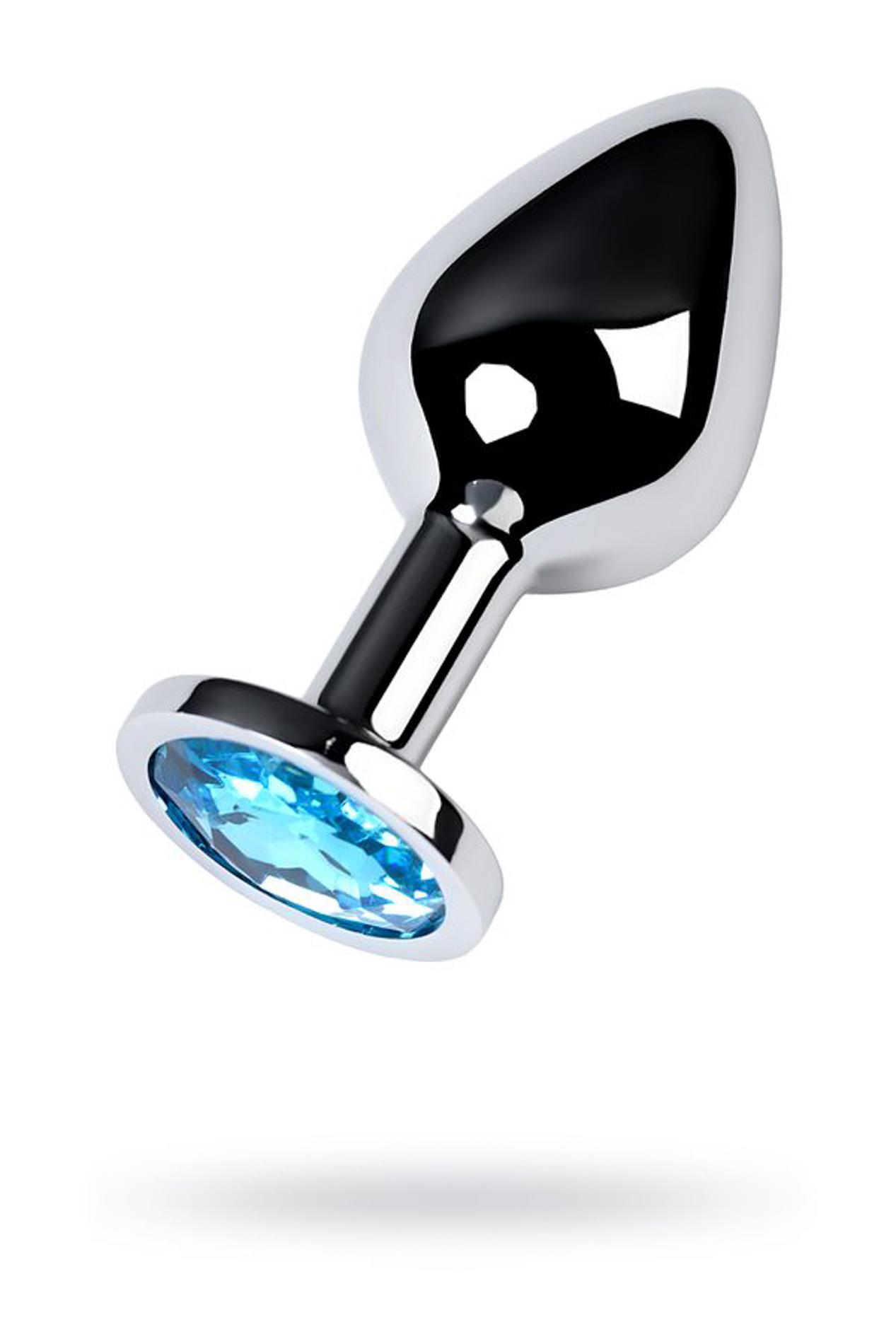 39-717002-14_01 Silver anal plug with gem, turquoise - obrazek 1