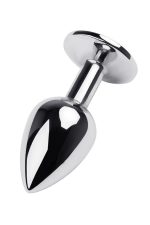 Silver anal plug TOYFA Metal with black round-shaped gem - obrazek 2